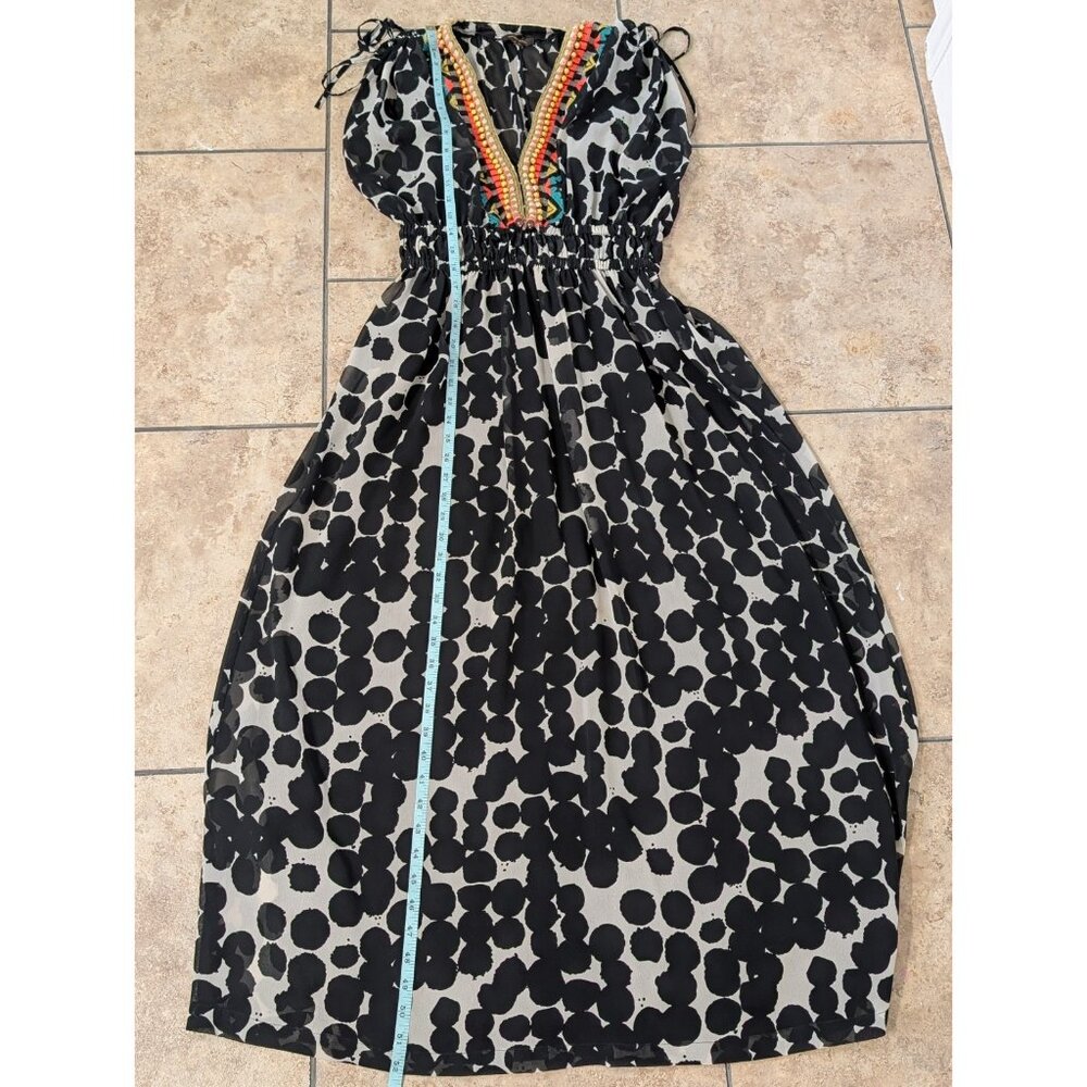 Anthropologie Vineet Bahl Embroidered Caftan Sheer Maxi Dress Matching Slip Sz S - Picture 15 of 15